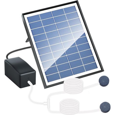 6-Watt-Solar-Teichbelüfter mit zwei Belüftungssteinen – Solarbetriebene Sauerstoffpumpe für hydroponische Teiche/Aquarien im Freien (1/2)