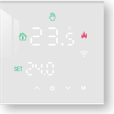 Beok Thermostat WiFi Intelligent Programmable pour Chauffage à Eau Compatible Tuya Écran Tactile LCD 3A TGW60W-WIFI-WP Blanc (1/5)