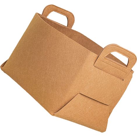 Panier de rangement en feutre, pliable et tendance, en feutre épais avec poignée, marron, dimensions : 36 x 25 x 3 cm / 14,2 x 9,8 x 1,2 po (1/5)