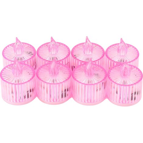 Ortviai Bougies LED sans flamme 8 pièces – coque rose, pile intégrée, 150 h d’autonomie, idéales pour Noël, mariage et décoration