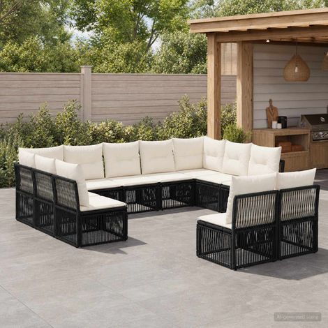 Set Divano da Giardino 11 pcs Nero polyrattan vidaXL (1/5)
