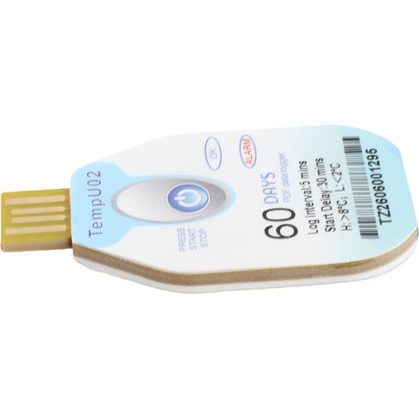 Enregistreur de données de température à usage unique, rapport PDF, port USB, 10 000 points (1/5)