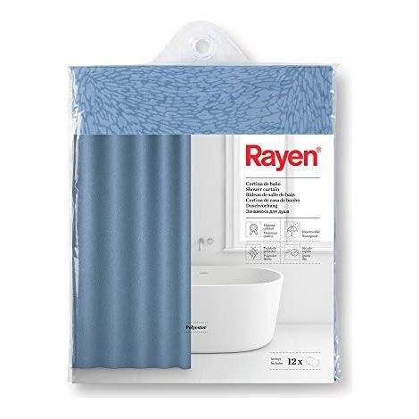 Rideau Douche 180x200cm Polyester Bleu - Rayen (1/4)