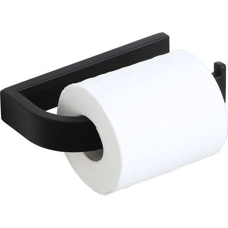 CYRILL – Portarotolo, Portarotolo senza foratura, lunghezza 16 cm, Portarotolo adesivo per bagno, in acciaio inossidabile SUS 304, resistente e pratico, nero (1/5)