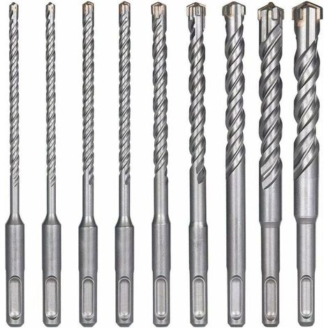 Forets à Béton, 9PCS (5 mm 16x160 mm), Pour Perforateur, Béton, Brique, Pierre, Métal (1/4)