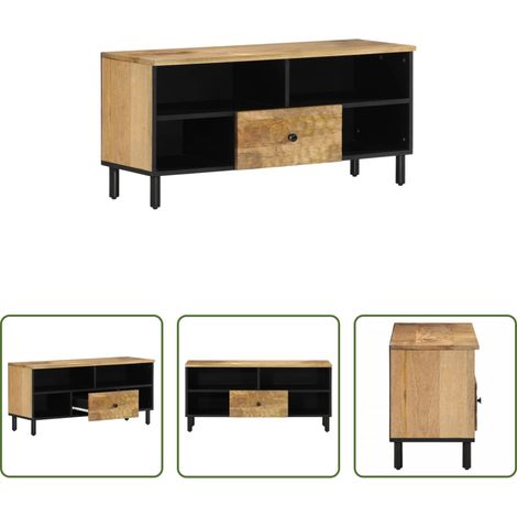 Bois de manguier - Meuble TV 100x33x46 cm bois massif de manguier (1/5)