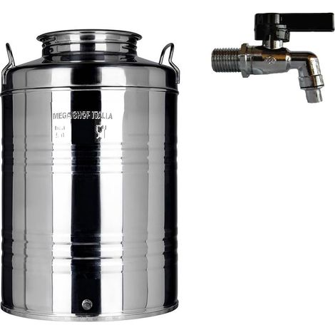 CONTENITORE BIDONE FUSTO PER OLIO IN ACCIAIO INOX 15 30 50 LITRI MADE IN ITALY 50 LT (1/4)