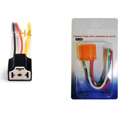 TRADE SHOP - Cavo Connettore Ricambio Lampada H4 Attacco Cablaggio Auto Moto 3 Poli Xc-1349 - (1/2)