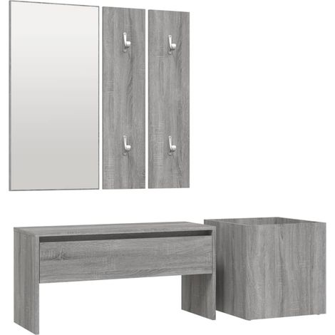 Maison Exclusive - Set di Mobili da Corridoio Grigio Sonoma in Legno Multistrato