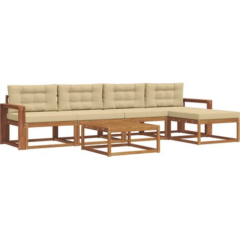 Ensemble de canapés d'extérieur 6 pcs Salon de jardin Naturel et Beige (1/5)
