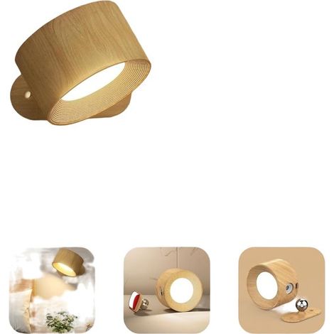 Luz nocturna - Aplique de pared interior - Aplique de pared recargable - Luz nocturna infantil - Funciona con pilas (1 pila) - Control táctil, 3 niveles de brillo - Rotación de 360° - Ideal para salón
