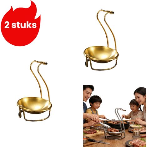 2 pièces porte cuillères en acier inoxydable porte cuillère à soupe pour casseroles chaudes étagère de rangement design cygne couleur or (1/5)