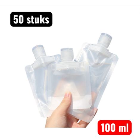 Lot de 50 flacons de voyage réutilisables 100 ml pour cosmétiques shampoing lotion gel douche et autres produits de toilette (1/5)