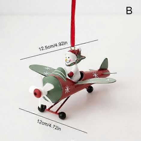 Pendentif de Noël rétro en fer, style antique, Père Noël et avion, décoration à suspendre au sapin, ornements, décoration de fête (1/5)