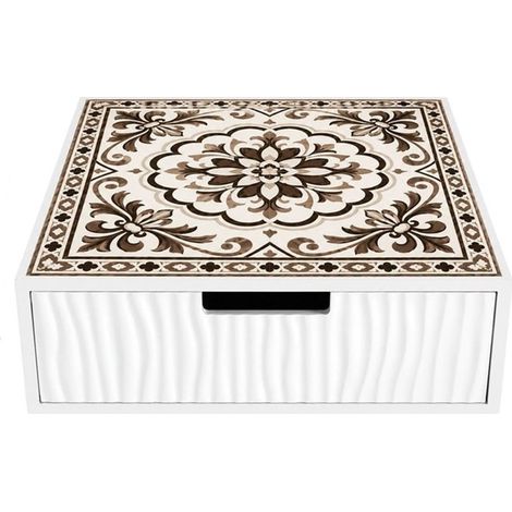 TRADE SHOP - Cassetto Organizer Porta Capsule Cialde Bianco Top Vetro Maiolica Tortora Divisori 595189 - (1/2)