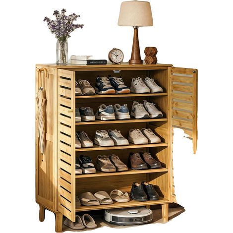 Organizzatore per scarpe, 5 ripiani, design ventilato, 2 ante (1/2)