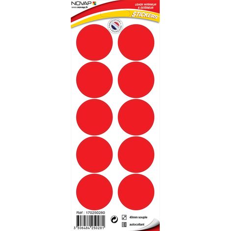 Planche 10 ronds Rouges Ø 40mm - 4250281