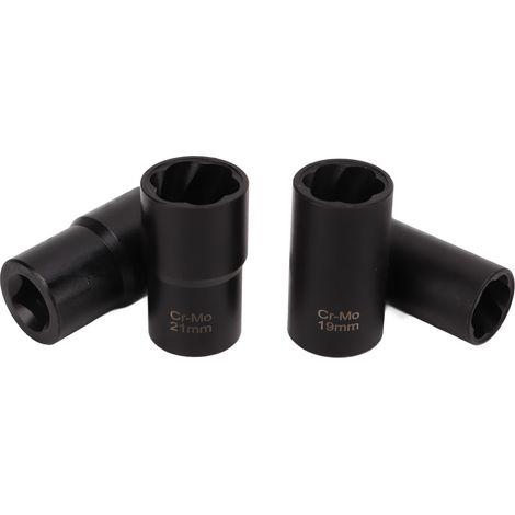Jeu de 5 extracteurs d'écrous de roue 1/2 pouce, douilles torsadées en acier au carbone, tailles métriques 17/19/21/22 mm, outillage de démontage pour mécanicien. (1/5)
