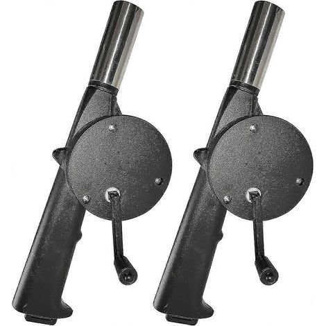 Ventilateur manuel pour barbecue (lot de 2), à manivelle, avec soufflet et mini ventilateur portable. Accessoires pour réchauds de camping et de pique-nique. Outils pour barbecue.-AquaForge