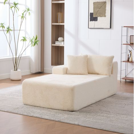 Canapé modulable en chenille, rembourrage mousse 30D, 174 x 100 x 74,5 cm, beige (1/5)