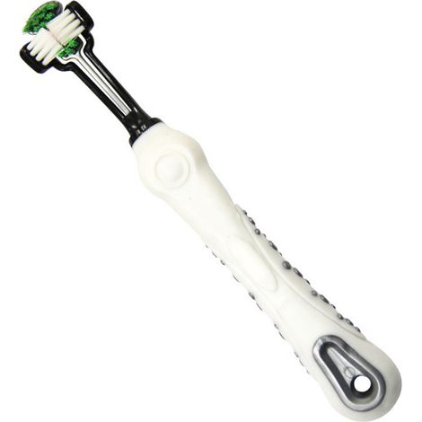 1 brosse à dents pour animaux de compagnie, 3 faces, multi-angles, blanche, pour chiens et chats (1/5)