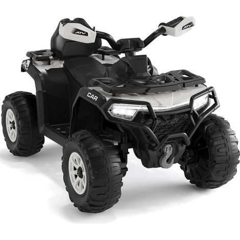 Quad Electrique pour Enfants 12V Voiture Electrique Enfant ATV avec Musique Klaxon LED, 95x55x56cm, pour Enfants 3-8 Ans blanc (1/5)