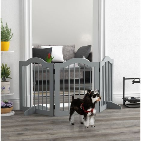 Barrera plegable para perros de 3 paneles con puerta, 154,5 x 61 cm, gris claro HAVRYA (1/3)