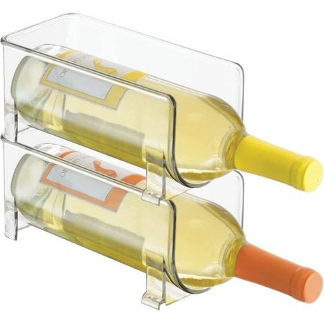 Range-Bouteilles (Lot de 2) – casier à Bouteilles empilable en Plastique pour Bouteilles de vin, Sodas ou Autres Boissons – étagère à vin Moderne pour 1 Bouteille – Transparent (1/4)