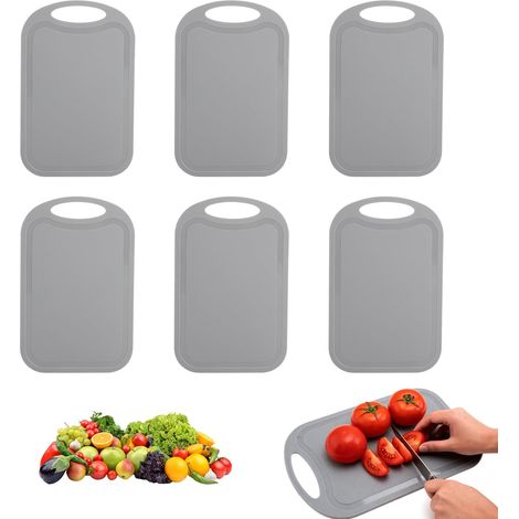 Lot de 6 mini planches à découper en plastique Compatibles avec les aliments et le lave-vaisselle Rainurées et peu encombrantes Idéales pour les légumes, la viande, le camping (1/5)