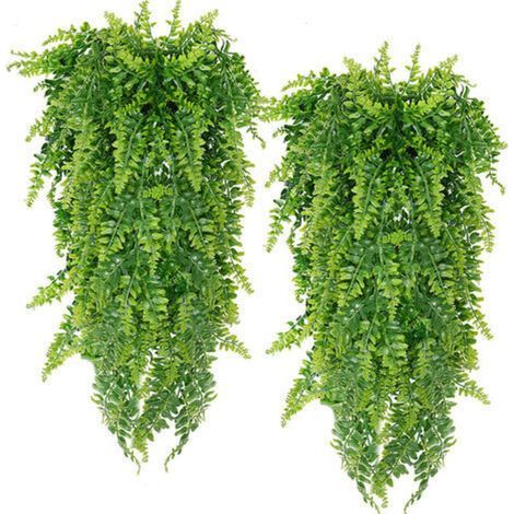 Artificial Boston fern green plant – Set of 2 – Dimensions 0.86 m – Durable and resistant PVC – Indoor and outdoor decoration (1/5)