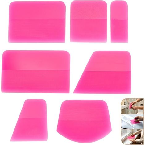 Kit de raclette souple 7 en 1 en vinyle anti-rayures - Outils pour film de protection de peinture - Film vinyle de voiture - Installation et teinture des fenêtres - Rose vif (1/5)
