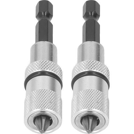 Lot de 2 porte-embouts à changement rapide, hexagonaux 1/4 po, magnétiques, profondeur réglable, avec embouts de tournevis cruciformes (1/5)