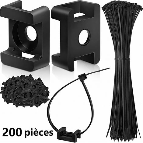 Lot de supports serre-câbles nylon noir 200 pièces M4, 15 × 10 × 2 cm, 80 g – Livraison gratuite (1/5)