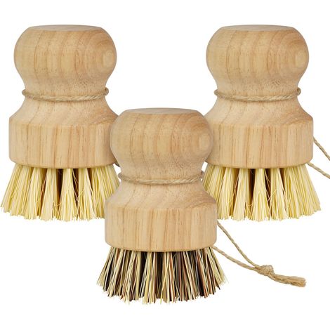 3PCS Brosse à Vaisselle Ronde en Bois, Brosse de Nettoyage Produit pratique pour la maison et l'usage quotidien (1/4)
