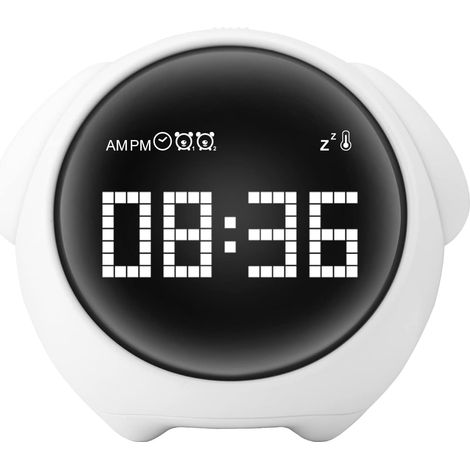 ZOLGINAH Reveil Enfant Numerique, Reveil Veilleuse avec Icône émoticône, Fonction de Thermomètre et Snooze, Recharge USB, Réveil Lumineux avec Mode de Veilleuse à- (1/5)