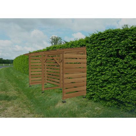 Jardinatoire – Abri moto 4m – Couverture en bois massif – Traitement autoclave Cl3 marron – Dimensions 403x144x230cm – Hauteur de passage 190cm (1/5)