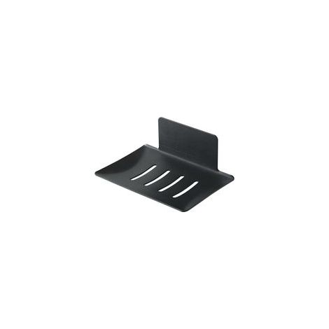 Wandmontierte Seifenschale aus Aluminium fürs Badezimmer, kein Bohren erforderlich, mit Aufbewahrungsbox für Seife und Schwamm. Küchenaccessoires. Einteilige Seifenschale (schwarz). - Crezuo
