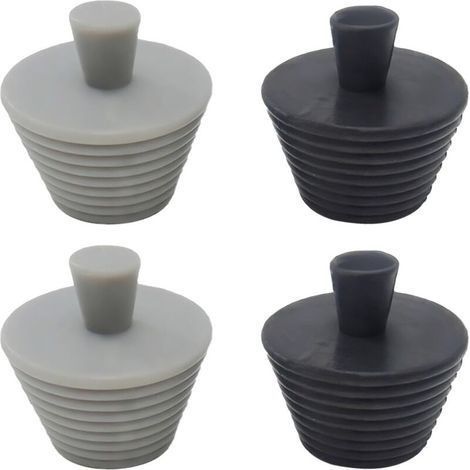 Bouchons de Vidange Universels 4 Pièces Bouchon de Lavabo Caoutchouc Bouchon Baignoire Universel Bouchon de Vidange Baignoire Bouchon D'étanchéité de Tuyau D'évacuation (Noir,Gris) (1/4)