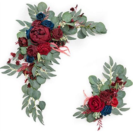 Décoration Murale en Fleurs Artificielles - Arche de Mariage - Faux Plants pour Fond Photo - 30 x 40 x 6 cm - 2 Pièces (1/5)