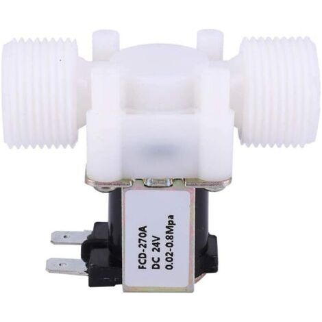 Électrovanne Électrique Unidirectionnelle en Plastique G3/4 NC Vanne Électromagnétique à Filetage Mâle d'Entrée d'Eau Normalement Fermée(DC24V) (1/4)
