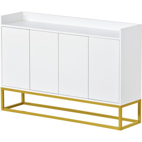 Aparador moderno minimalista 4 puertas sin tiradores blanco 120 x 30 x 80 cm (1/5)