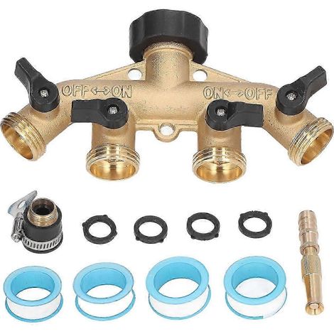 Répartiteur de robinet 3/4 po, raccord en laiton à 4 voies, distributeur de tuyau d'arrosage, support US (1/4)