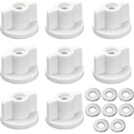 Lot de 8 fixations pour abattant de WC - Filetage M6 - Écrou arrière et rondelles - Pièces de rechange pour siège de toilette monté sur le dessus (1/4)