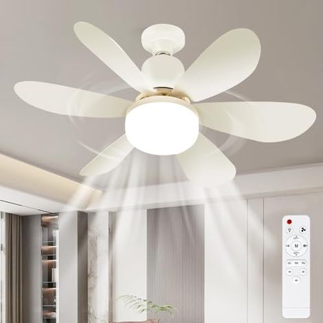 Ventilador de techo con luz LED, silencioso, con luz y control remoto, 3 modos regulables, 3 velocidades, temporizador, ideal para sala de estar y dormitorio.