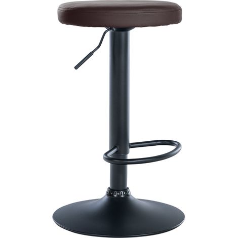 Sgabello da bar x1 design semplice altezza regolabile rivestimento in PVC marrone gambe in metallo nero 100006803