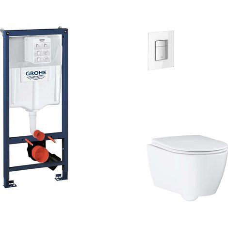 Grohe Rapid SL - Set con modulo d'installazione per WC a parete, copriwater WC SoftClose, placca di comando Skate Cosmopolitan, Moon White SANI11BB3131 (1/5)