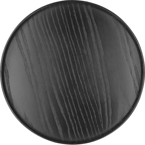 Plateau de service en bois rond pour fruits et aliments, idéal pour cuisine maison ou hôtel, diamètre 30 cm noir