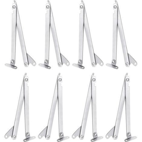 8 Pièces Charniere Porte Placard Pliante, Charnière de Support de Couvercle Pliable en Acier Inoxydable, Pour Table Pliante Murale, Porte Placard (Argent) (1/5)