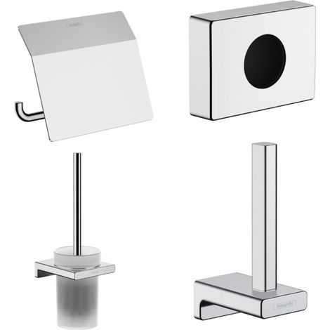HANSGROHE Escobillero Addstoris + Portarrollos con tapa + Reserva portarrollos + Dispensador cromado