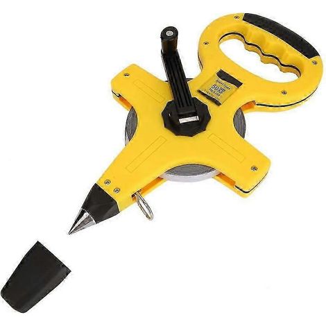 Mètre ruban Hilitand 50 m, portable, à enrouleur ouvert, en acier inoxydable, outil de mesure, mètre ruban d'ingénieur
